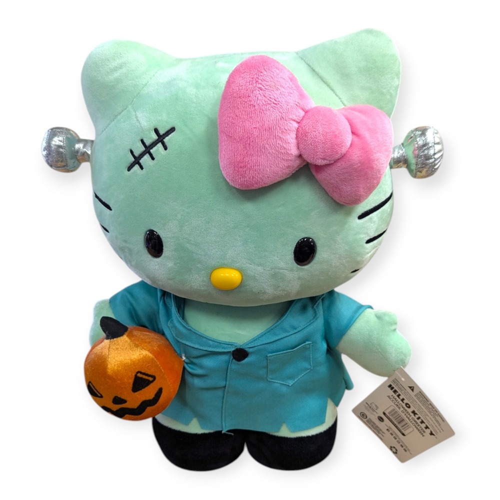 Sanrio Hello Kitty Frankenstein Halloween Greeter‎ Plush 17 Inch Mint Green Teal